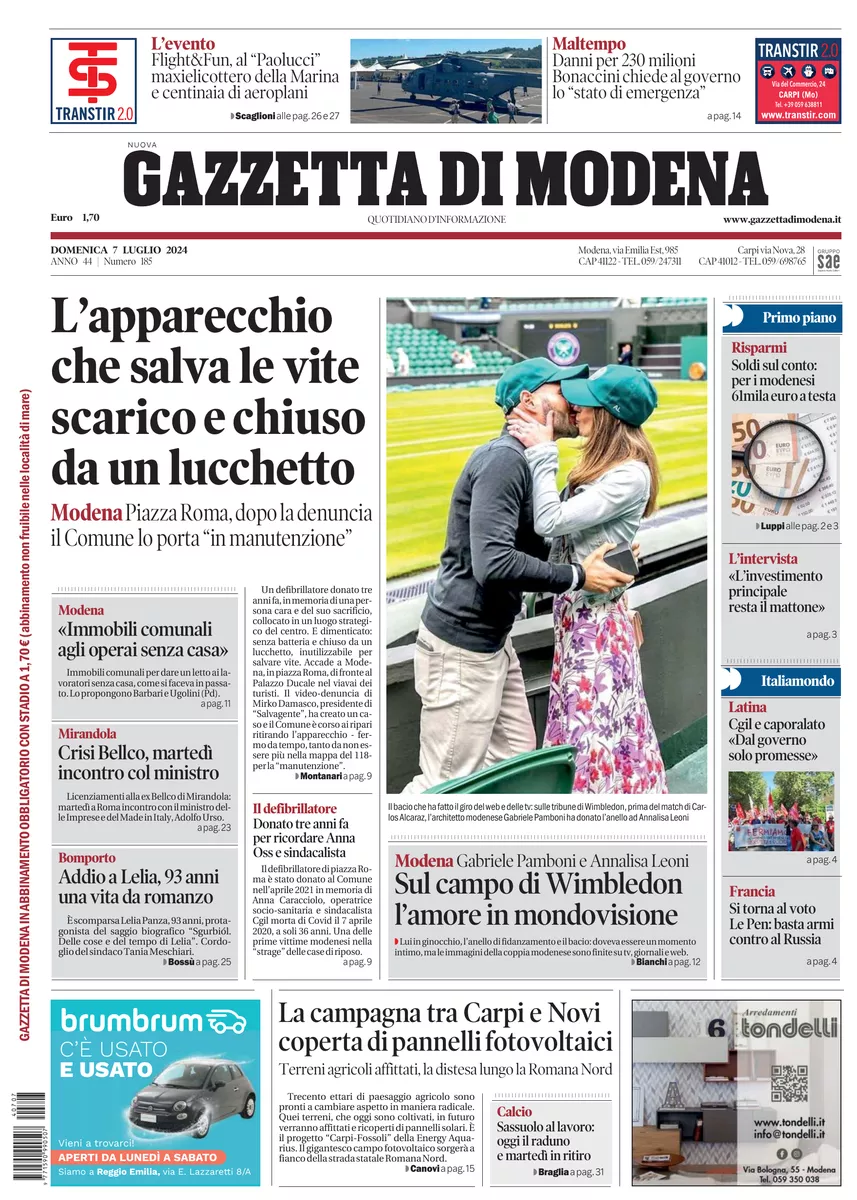 Prima-pagina-gazzetta di modena-oggi-edizione-del-2024-07-07